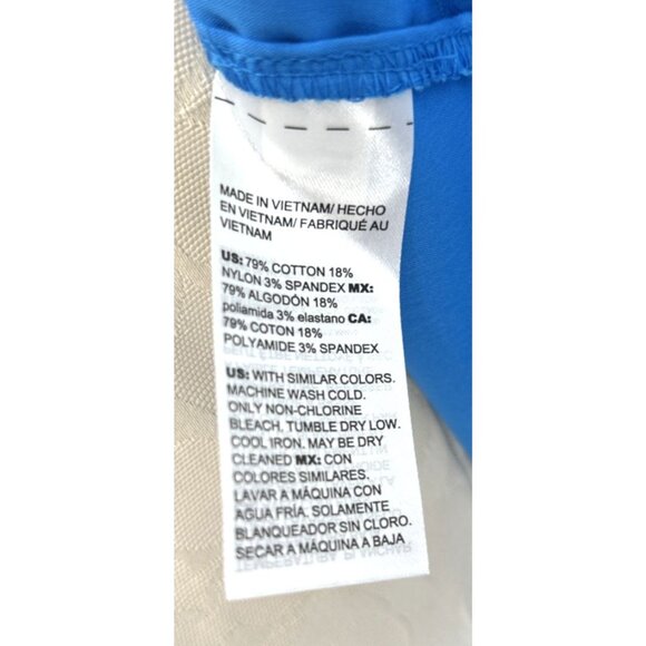 Chicos Blue Dress 3 Sz 16 Tiered Cotton Blend Pockets Bubble Sleeve - Picture 7 of 7